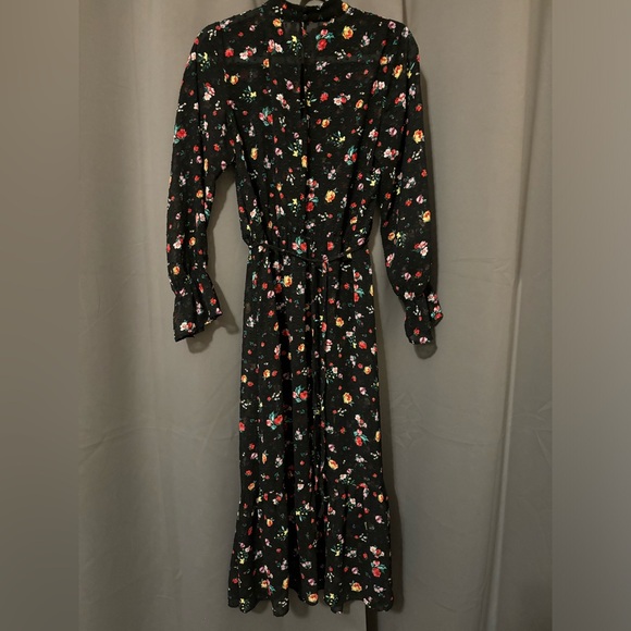 Banana Republic Dresses & Skirts - Banana Republic Sheer Clip Dot Floral Midi High Neck Dress size 8